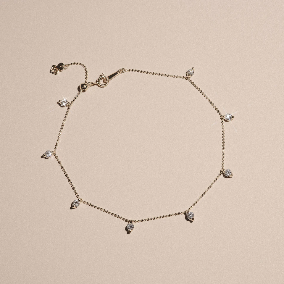 The Anklet - 1.00ct Round Cut Lab Diamond in 18K Gold Vermeil
