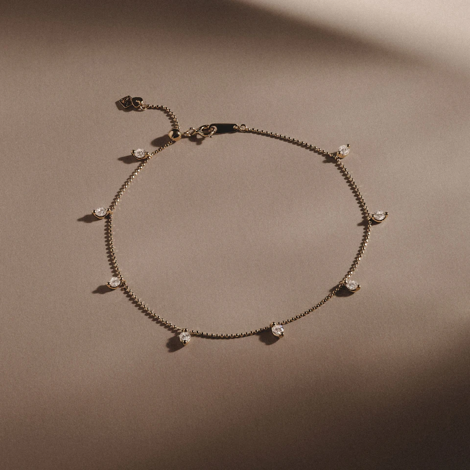 The Anklet - 1.00ct Round Cut Lab Diamond in 18K Gold Vermeil
