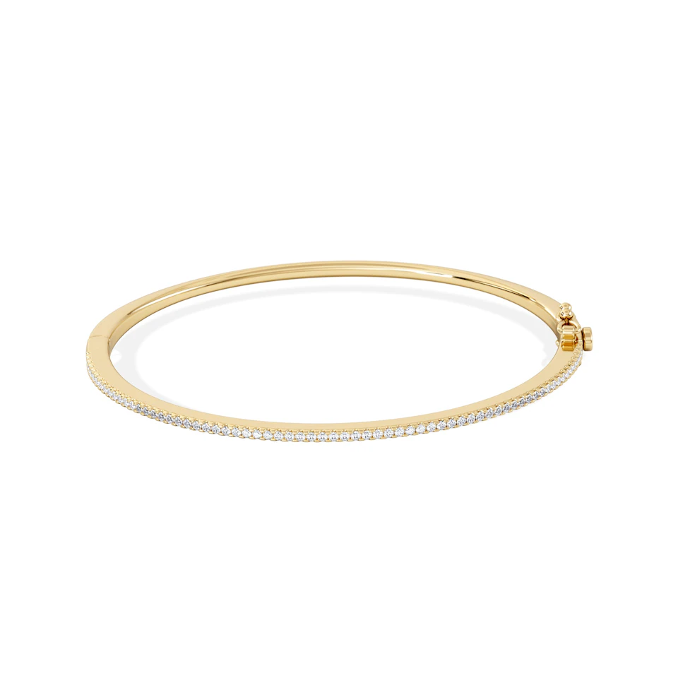 0.50ct Lab Diamond Half Pavé Bangle Bracelet in 18K Gold Vermeil