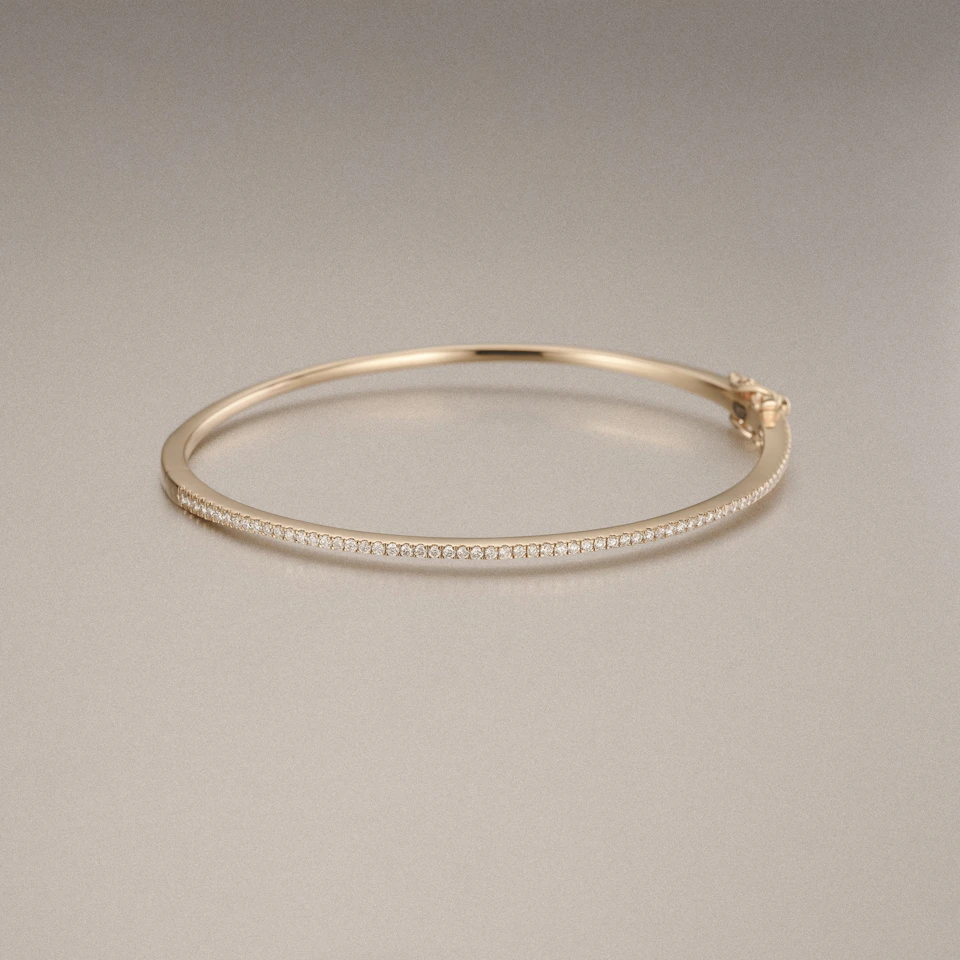 0.50ct Lab Diamond Half Pavé Bangle Bracelet in 18K Gold Vermeil