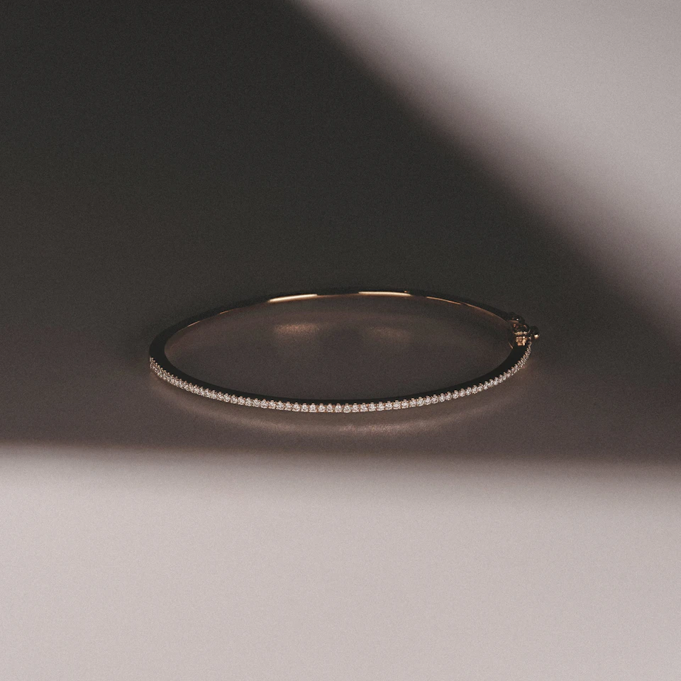 0.50ct Lab Diamond Half Pavé Bangle Bracelet in 18K Gold Vermeil