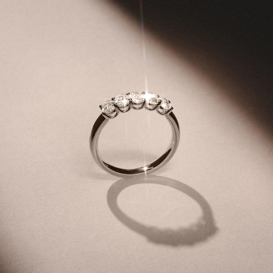 Unity 1.00ct Oval Cut Lab Diamond 5 Stone Ring in Platinum