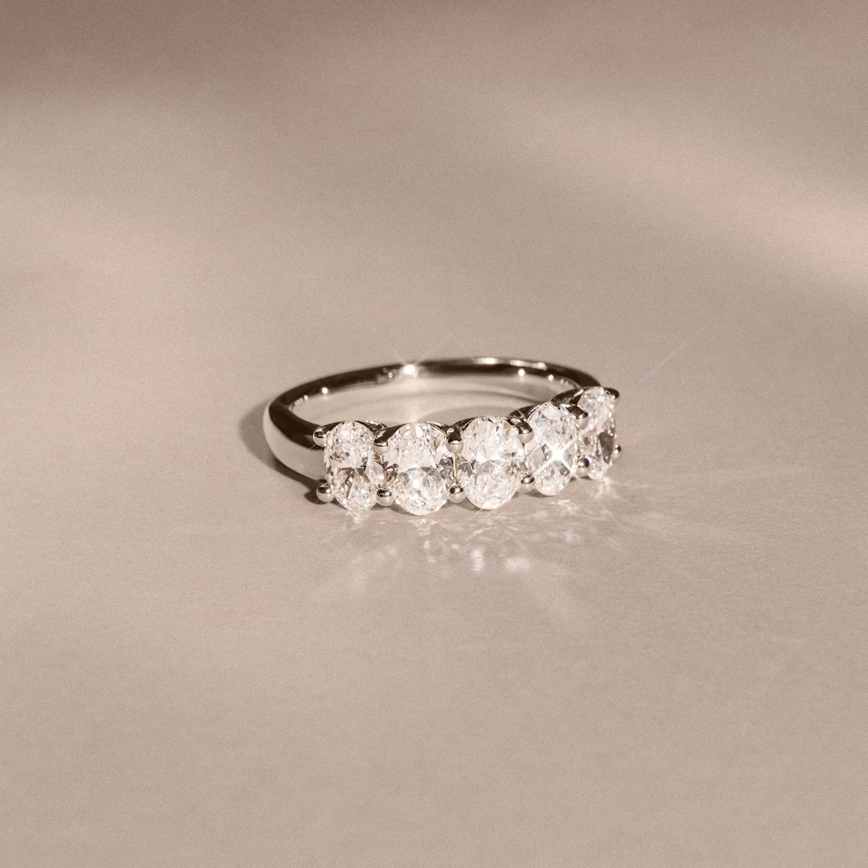 Unity 2.00ct Oval Cut Lab Diamond 5 Stone Ring in Platinum