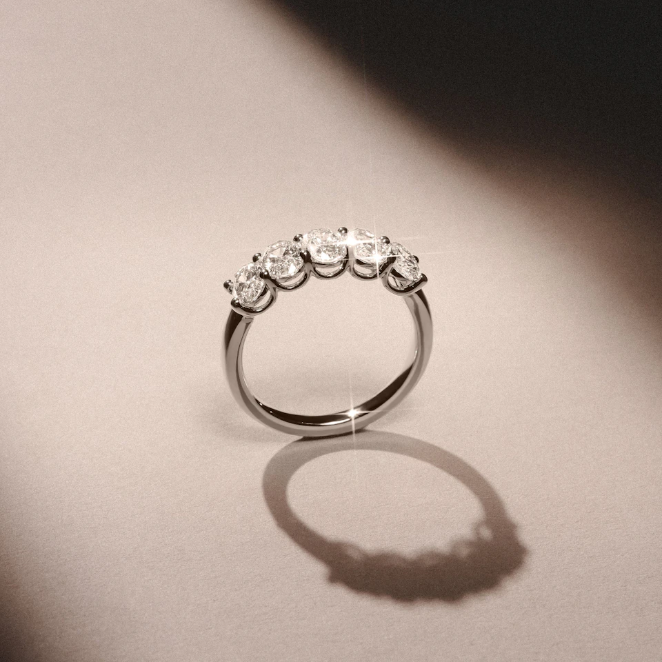 Unity 2.00ct Oval Cut Lab Diamond 5 Stone Ring in Platinum