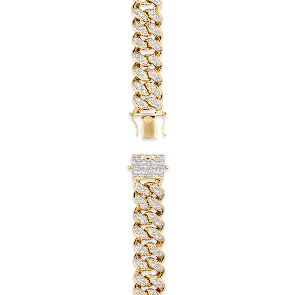 8.25 Inch Havana Cuban Men Lab Diamond Bracelet 3.50ct Cuban Lab Diamond Set in 18K Gold Vermeil