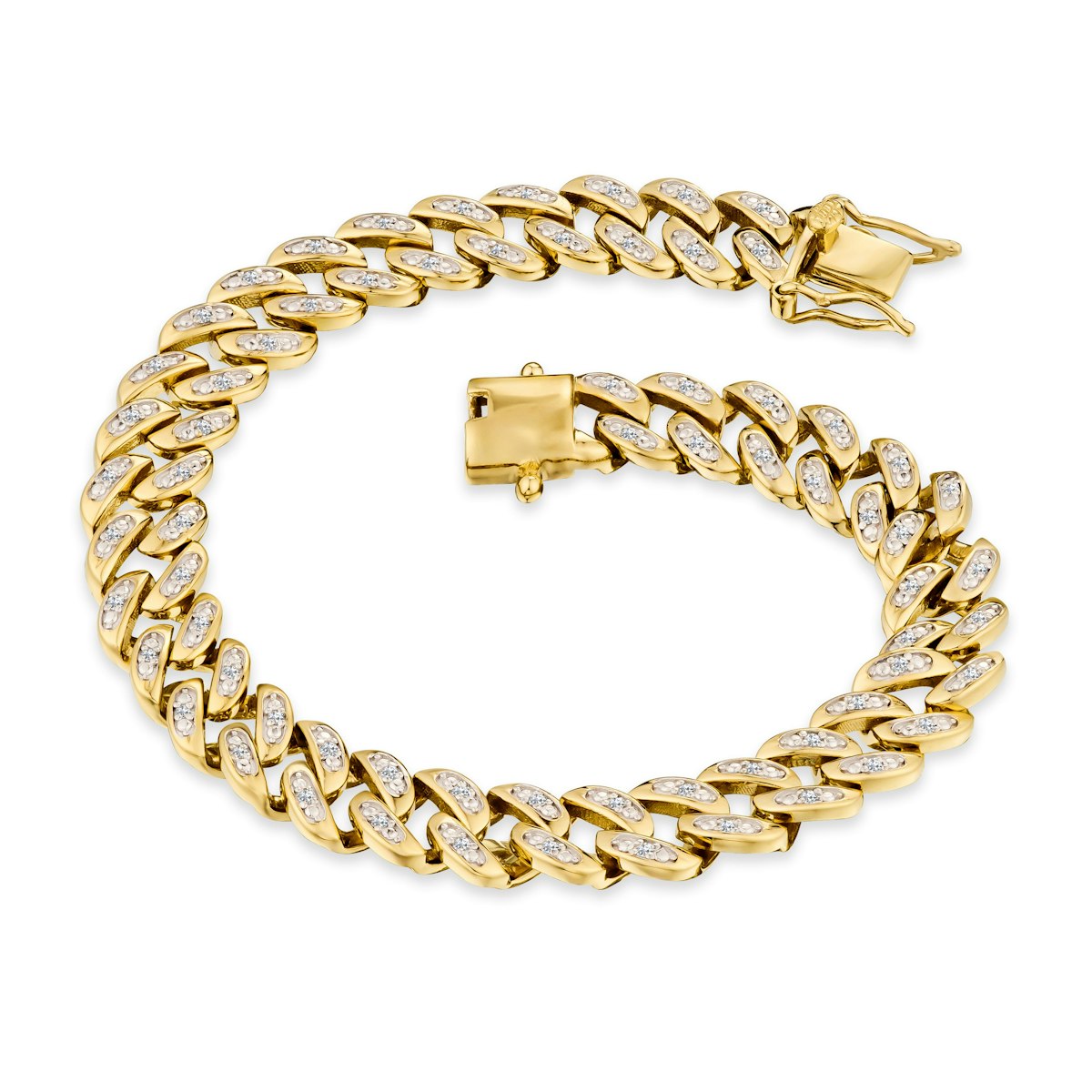 7 Inch Havana Cuban Lab Diamond Bracelet 0.40ct Cuban Lab Diamond Set in 18K Gold Vermeil