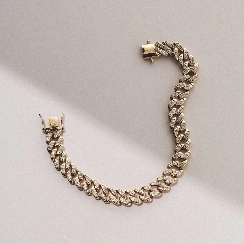 7 Inch Havana Cuban Lab Diamond Bracelet 0.40ct Cuban Lab Diamond Set in 18K Gold Vermeil