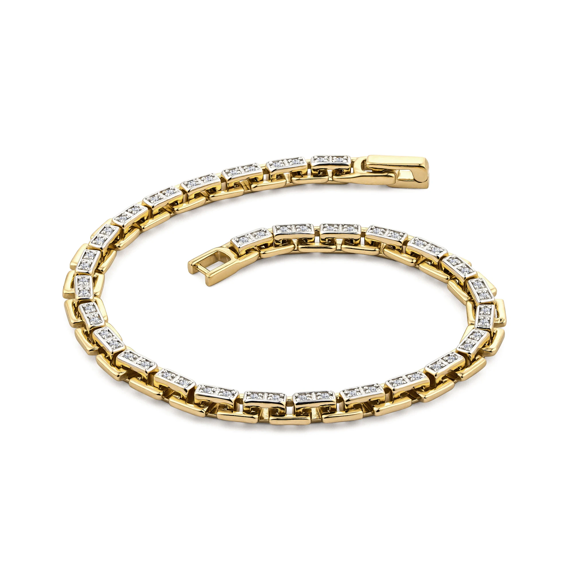 8 Inch Havana Lab Men Diamond Box Set Bracelet 0.85ct in 18K Gold Vermeil