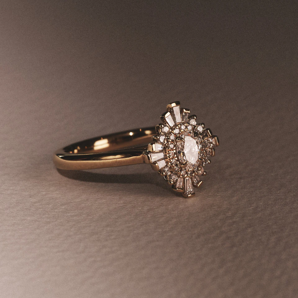 The Radiance Lab Diamond Ring 0.52ct H/SI Set in 18K Gold Vermeil