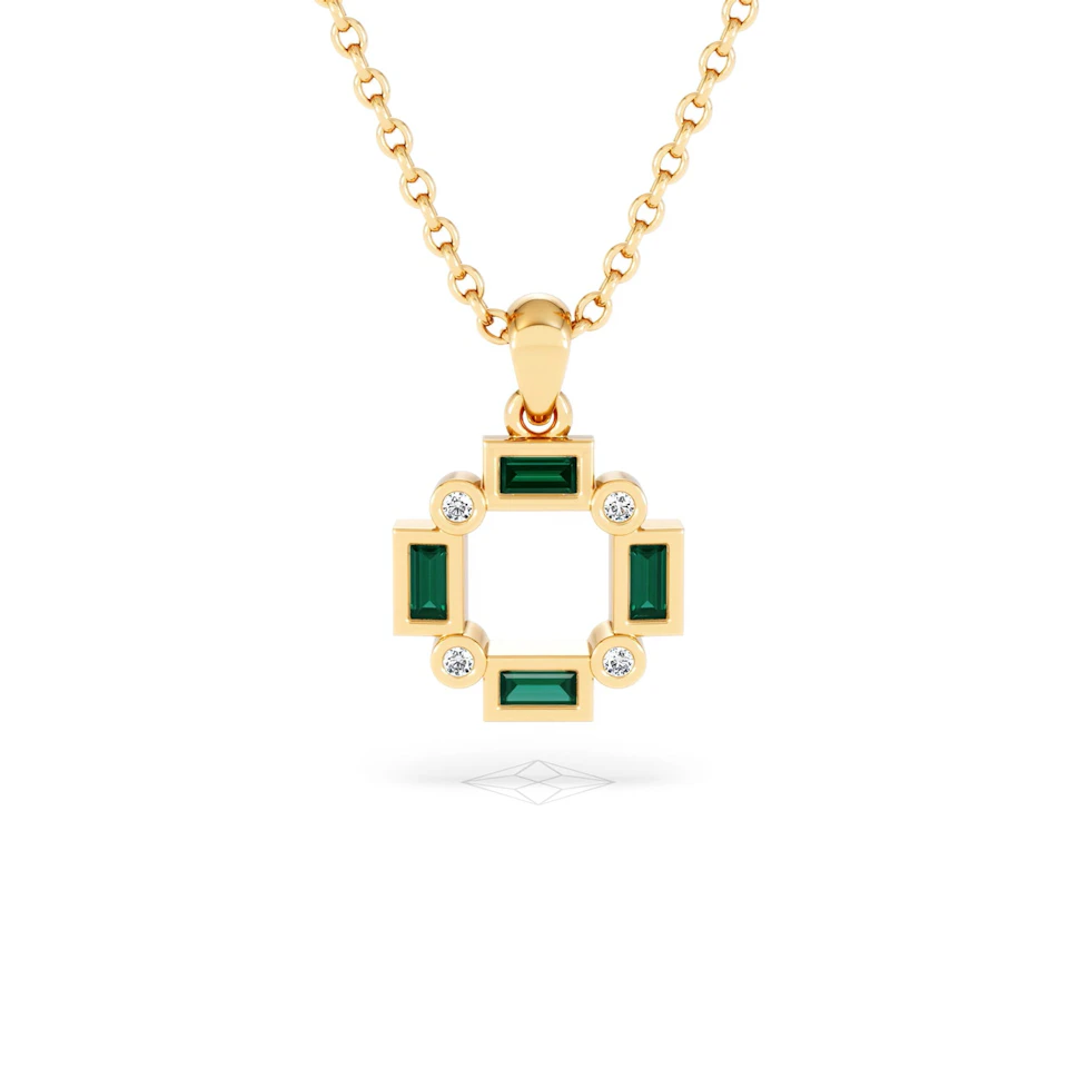 Forme 0.48ct Baguette Cut Lab Emerald Pendant Necklace in 18K Gold Vermeil