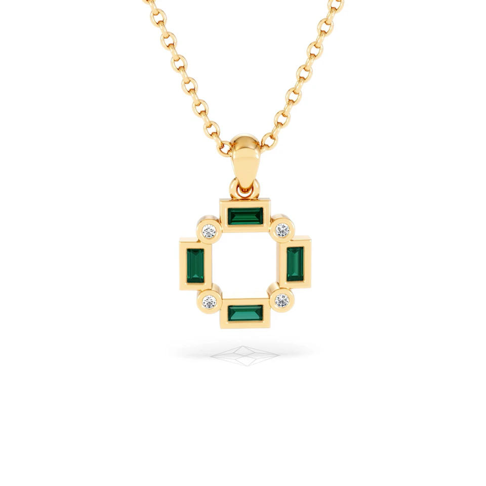 Forme 0.48ct Baguette Cut Lab Emerald Pendant Necklace in 18K Gold Vermeil