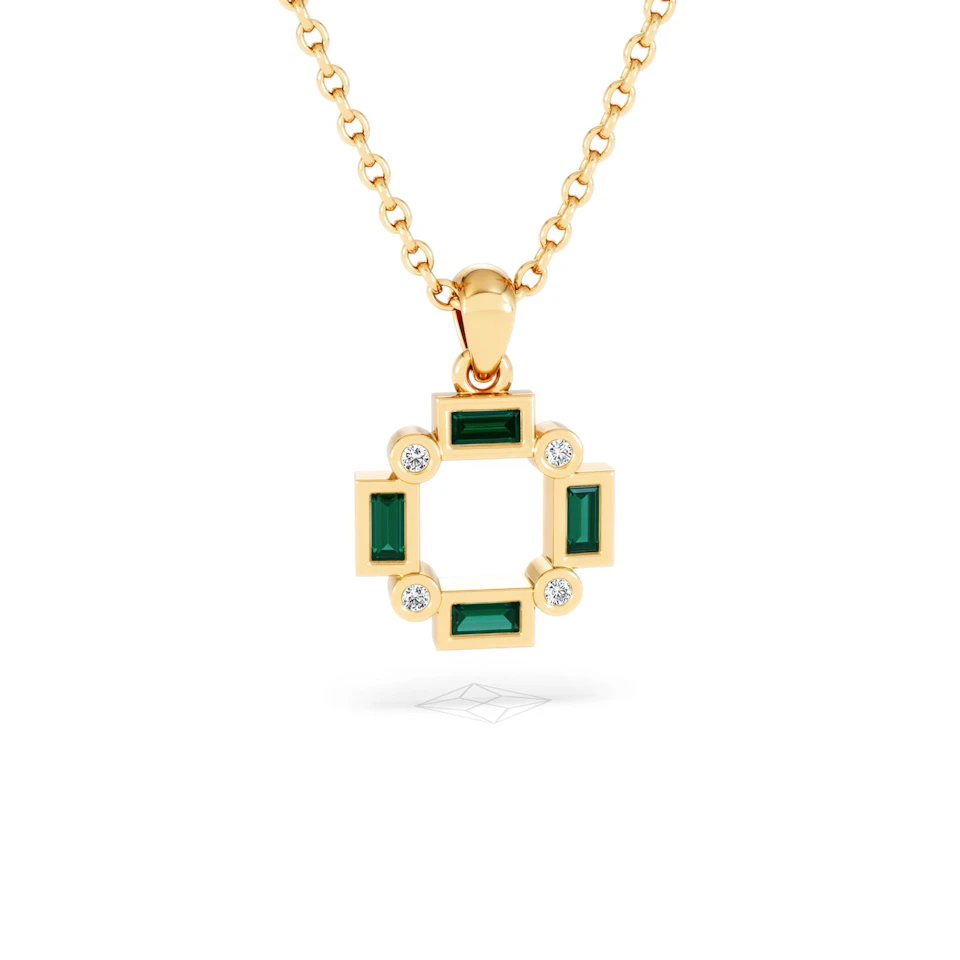 Forme 0.48ct Baguette Cut Lab Emerald Pendant Necklace in 18K Gold Vermeil