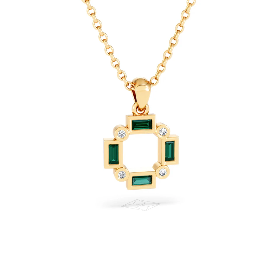 Forme 0.48ct Baguette Cut Lab Emerald Pendant Necklace in 18K Gold Vermeil