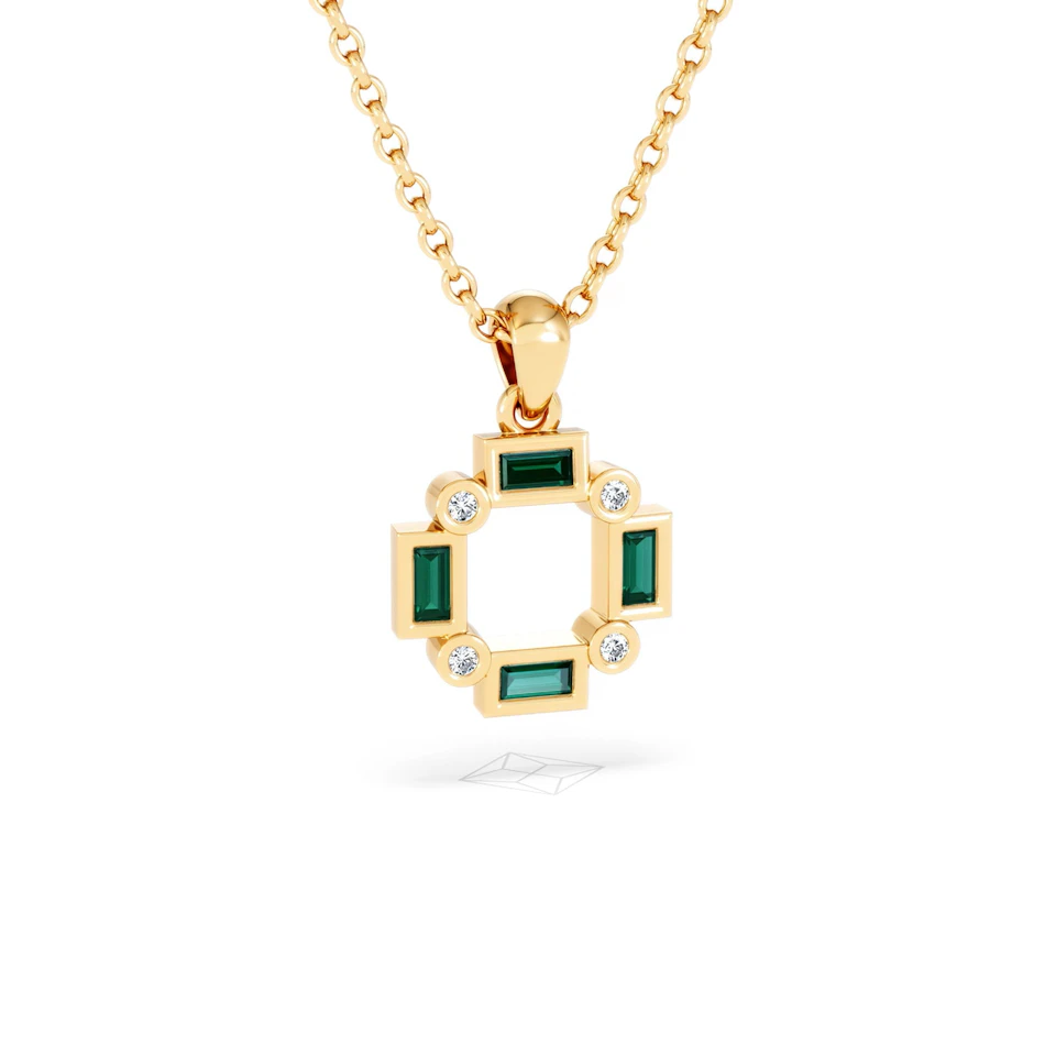 Forme 0.48ct Baguette Cut Lab Emerald Pendant Necklace in 18K Gold Vermeil