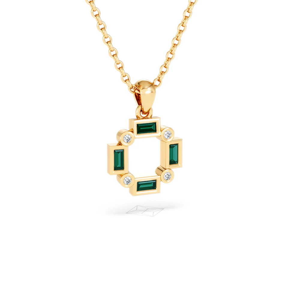 Forme 0.48ct Baguette Cut Lab Emerald Pendant Necklace in 18K Gold Vermeil