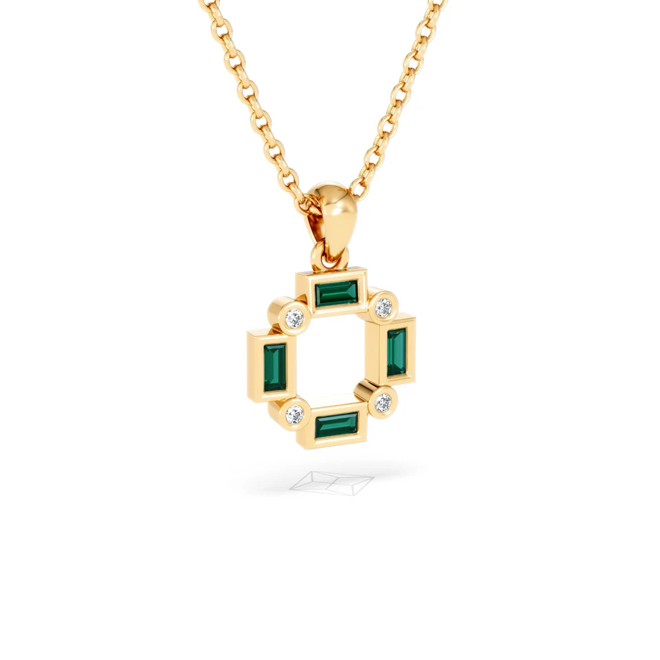 Forme 0.48ct Baguette Cut Lab Emerald Pendant Necklace in 18K Gold Vermeil