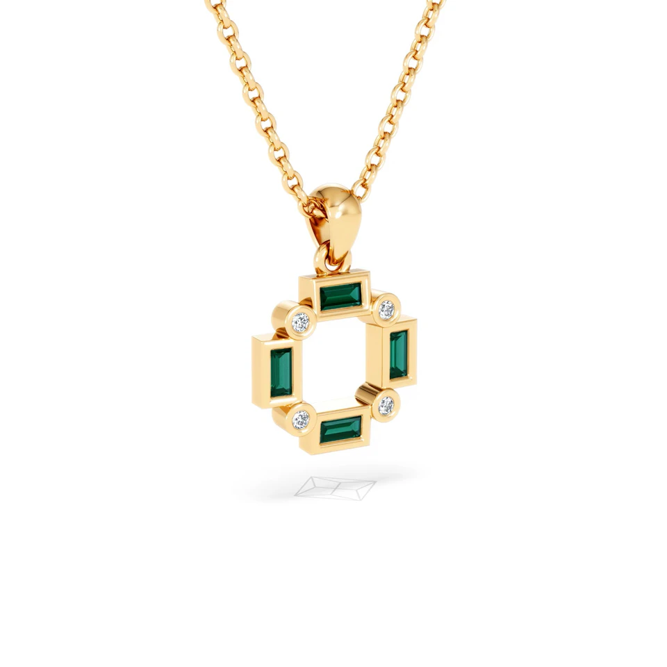 Forme 0.48ct Baguette Cut Lab Emerald Pendant Necklace in 18K Gold Vermeil