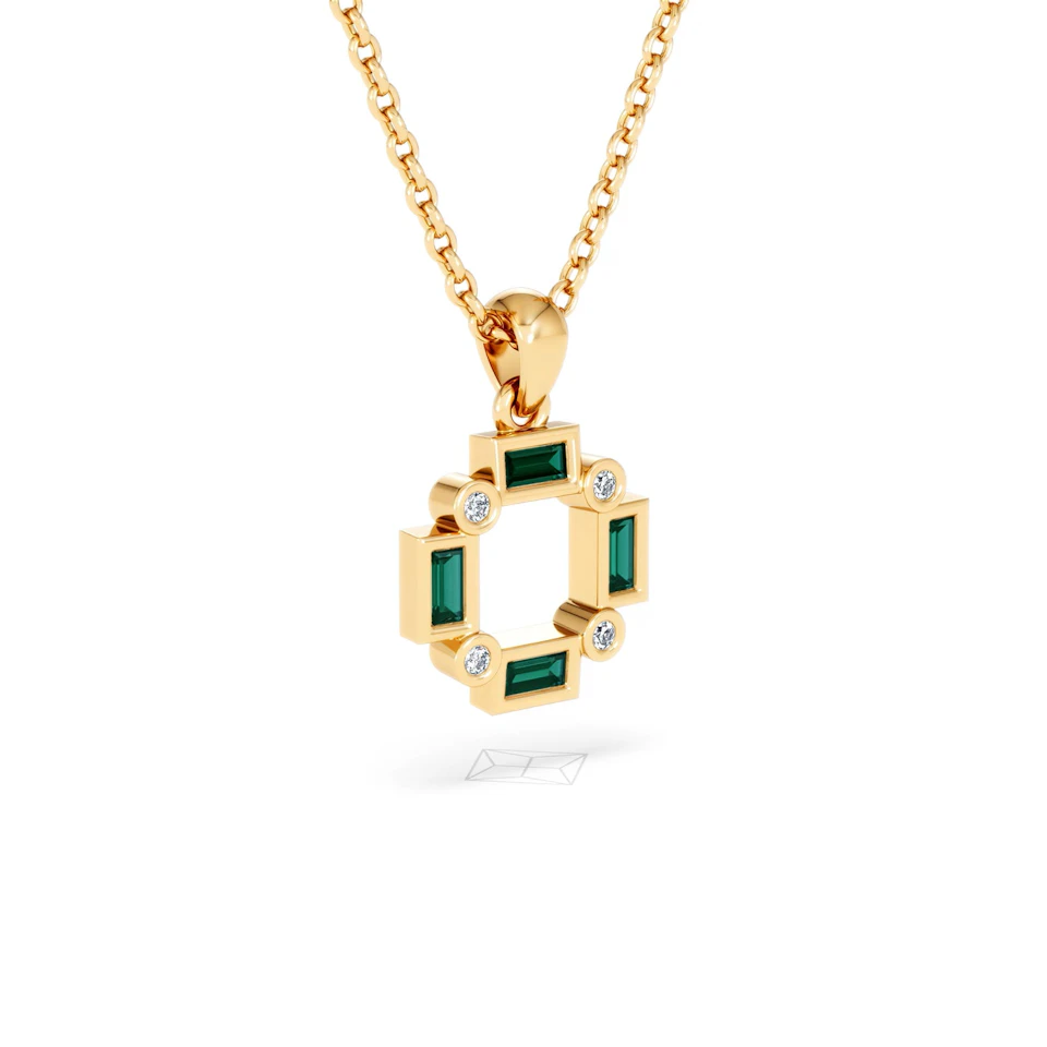 Forme 0.48ct Baguette Cut Lab Emerald Pendant Necklace in 18K Gold Vermeil