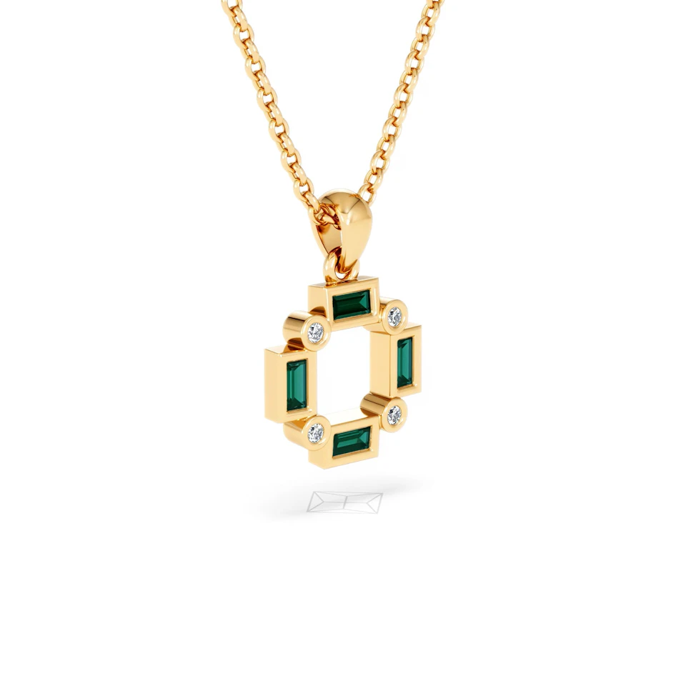 Forme 0.48ct Baguette Cut Lab Emerald Pendant Necklace in 18K Gold Vermeil