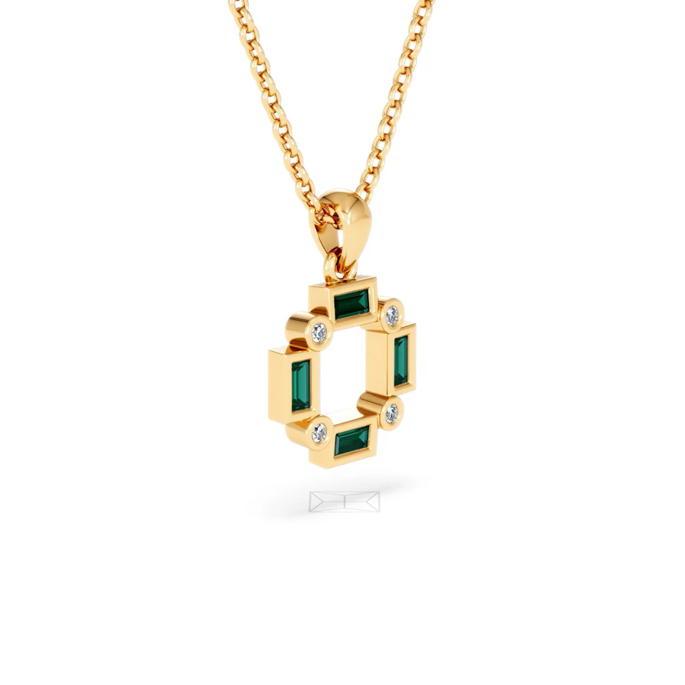 Forme 0.48ct Baguette Cut Lab Emerald Pendant Necklace in 18K Gold Vermeil