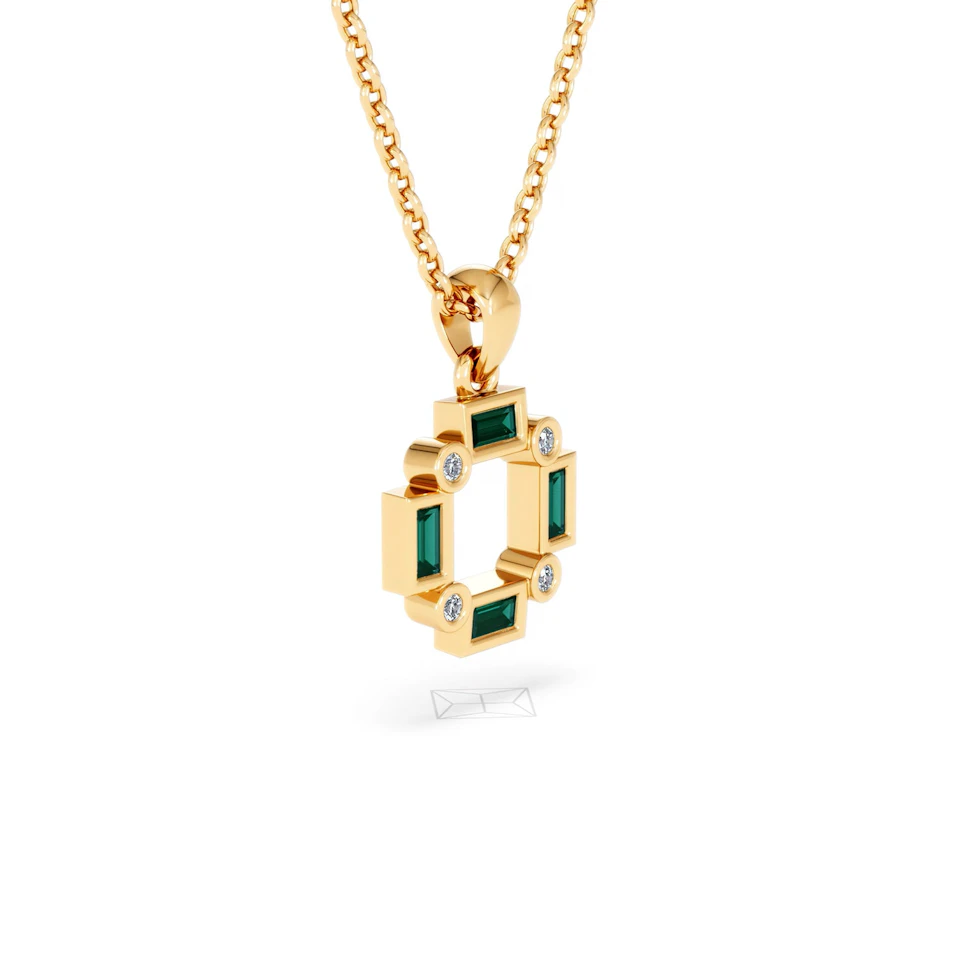 Forme 0.48ct Baguette Cut Lab Emerald Pendant Necklace in 18K Gold Vermeil