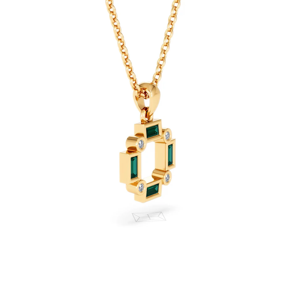 Forme 0.48ct Baguette Cut Lab Emerald Pendant Necklace in 18K Gold Vermeil