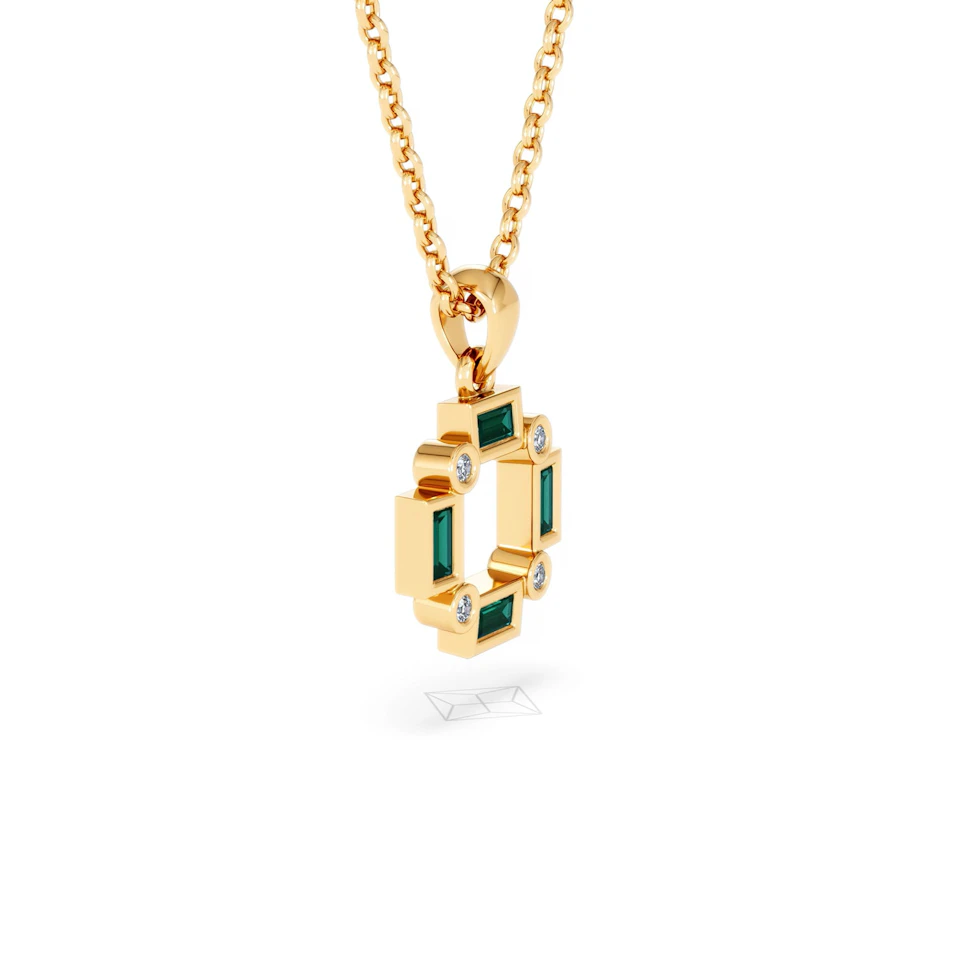 Forme 0.48ct Baguette Cut Lab Emerald Pendant Necklace in 18K Gold Vermeil