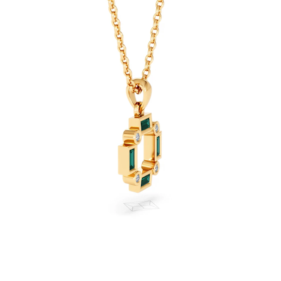 Forme 0.48ct Baguette Cut Lab Emerald Pendant Necklace in 18K Gold Vermeil
