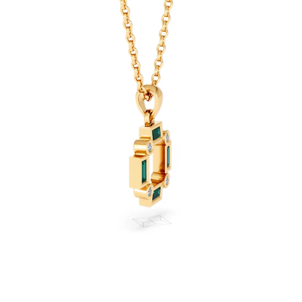 Forme 0.48ct Baguette Cut Lab Emerald Pendant Necklace in 18K Gold Vermeil