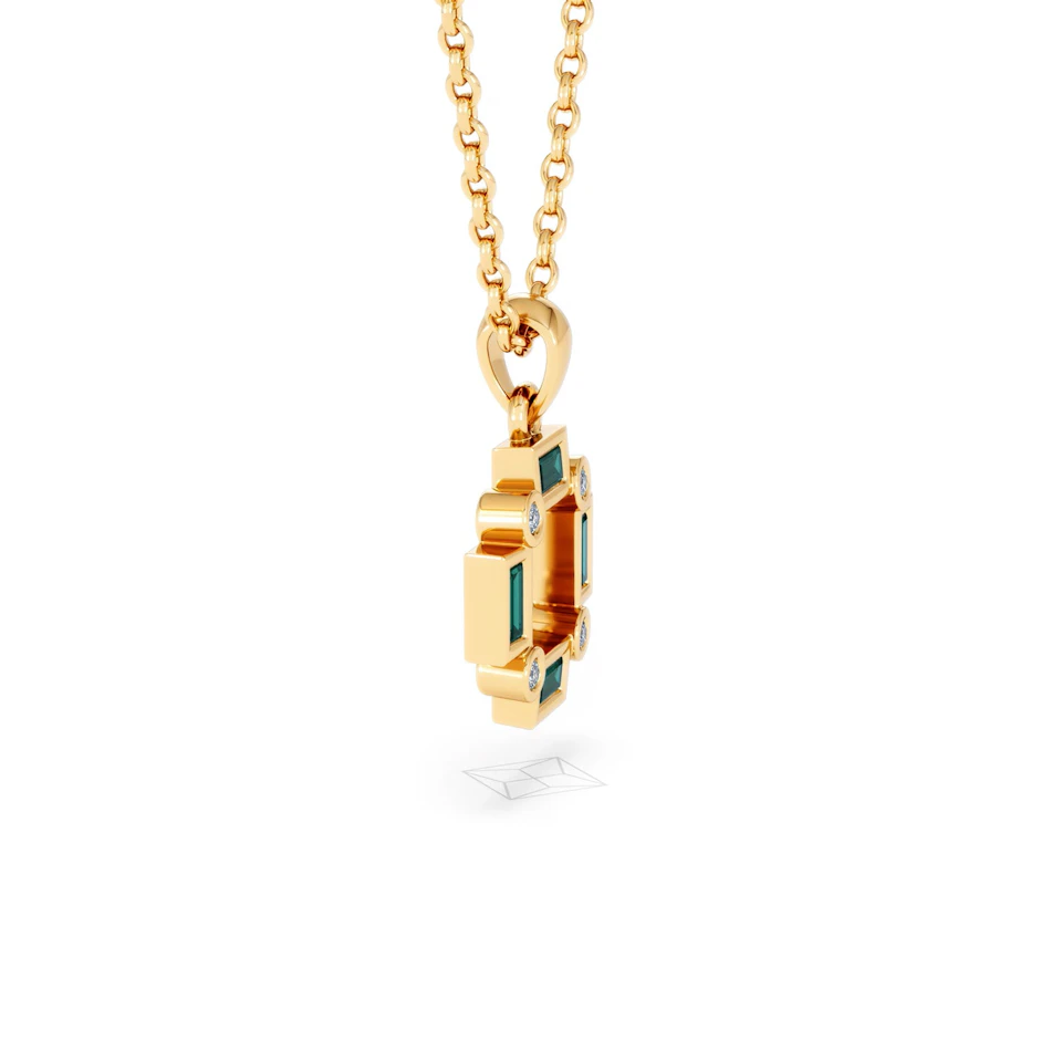 Forme 0.48ct Baguette Cut Lab Emerald Pendant Necklace in 18K Gold Vermeil