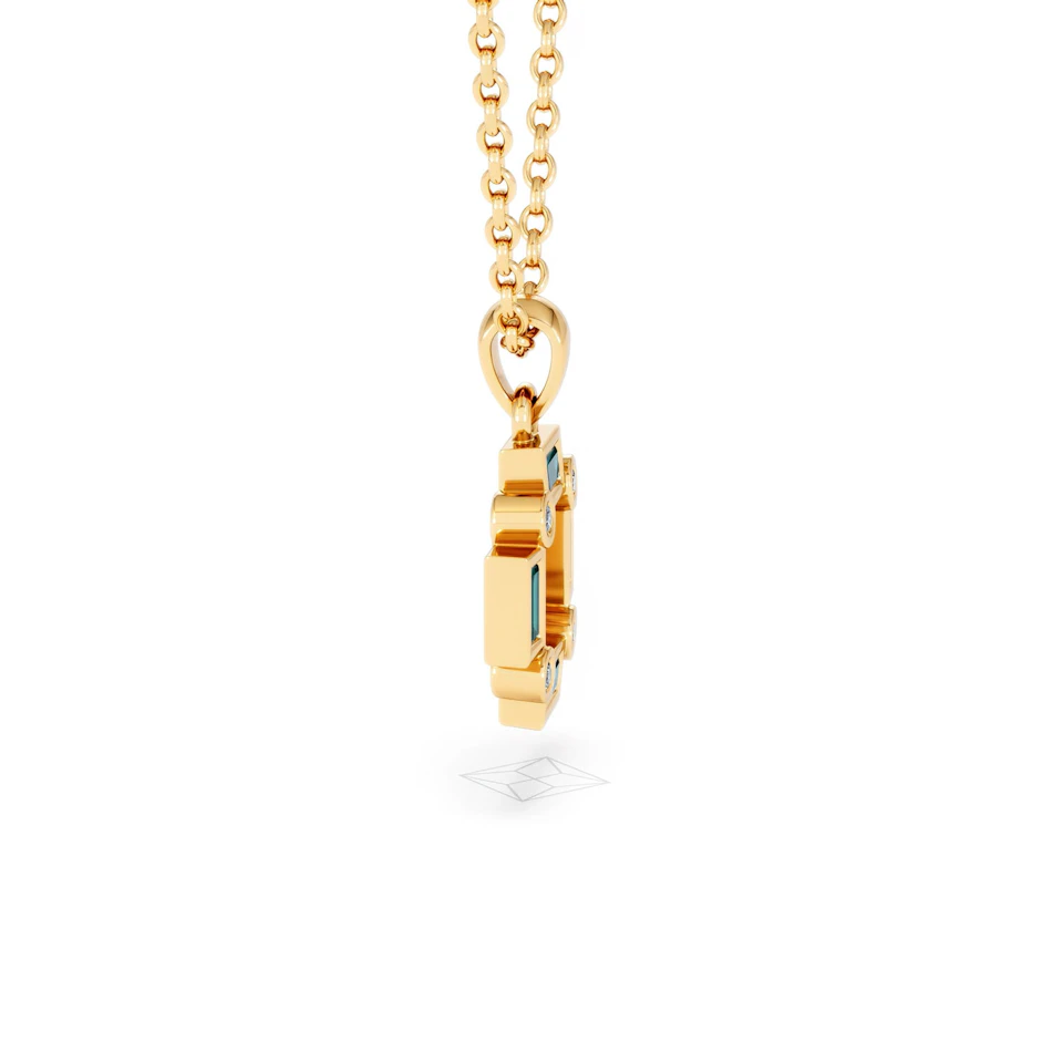 Forme 0.48ct Baguette Cut Lab Emerald Pendant Necklace in 18K Gold Vermeil