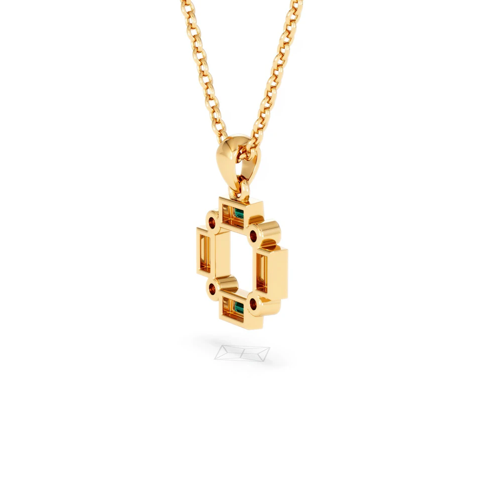 Forme 0.48ct Baguette Cut Lab Emerald Pendant Necklace in 18K Gold Vermeil