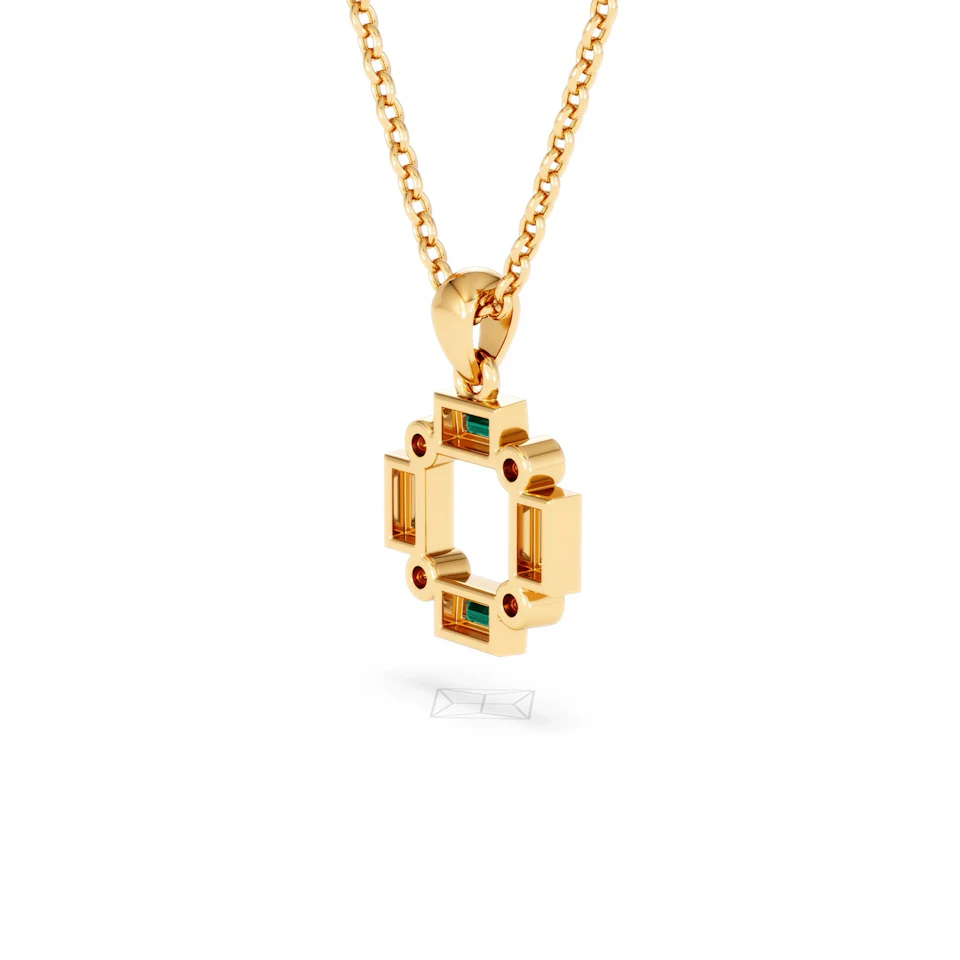 Forme 0.48ct Baguette Cut Lab Emerald Pendant Necklace in 18K Gold Vermeil