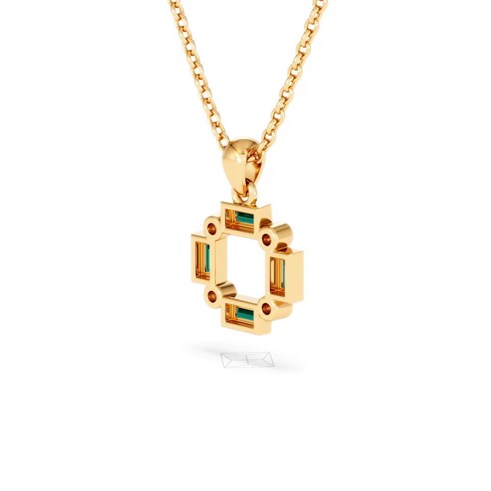 Forme 0.48ct Baguette Cut Lab Emerald Pendant Necklace in 18K Gold Vermeil