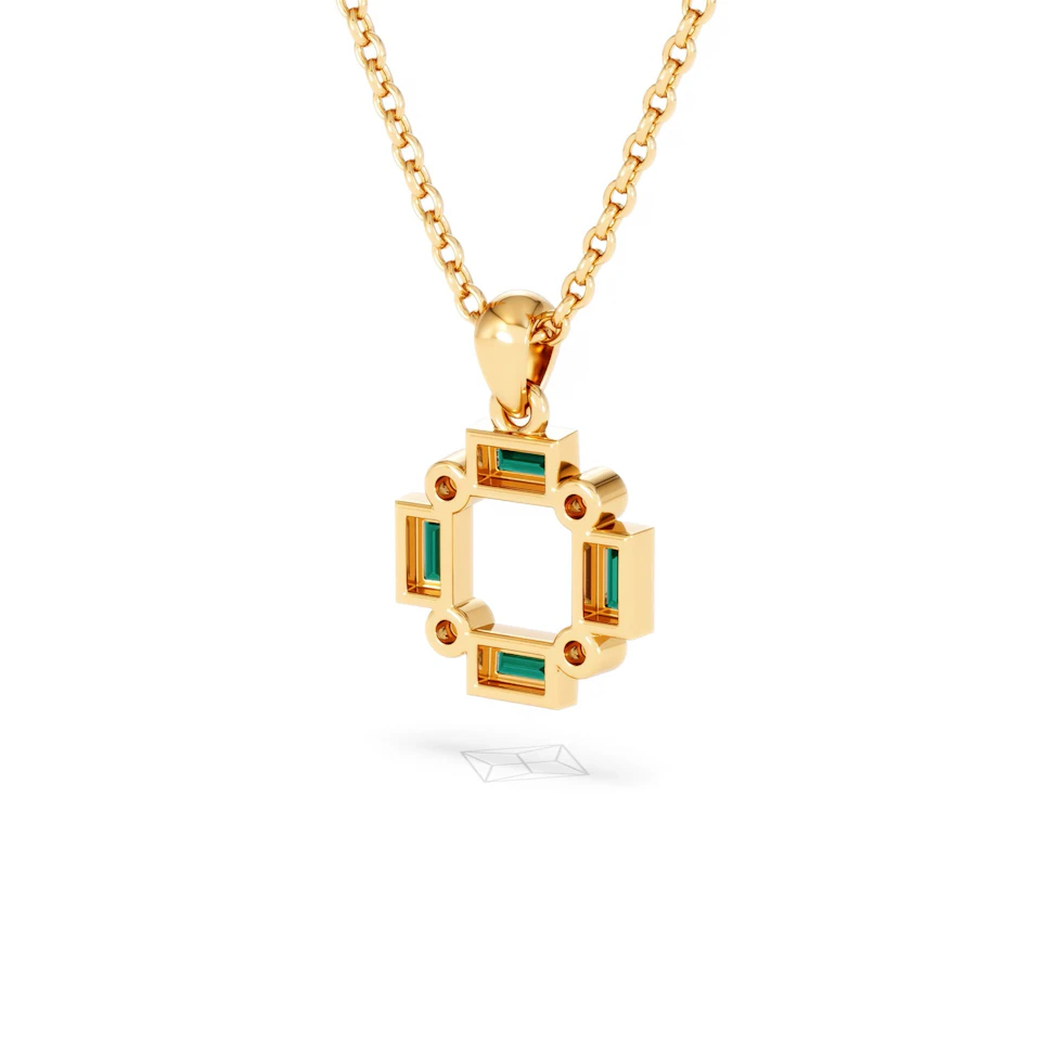 Forme 0.48ct Baguette Cut Lab Emerald Pendant Necklace in 18K Gold Vermeil