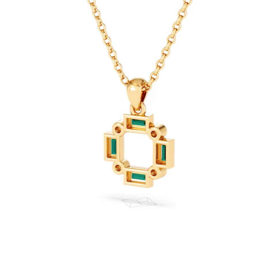 Forme 0.48ct Baguette Cut Lab Emerald Pendant Necklace in 18K Gold Vermeil