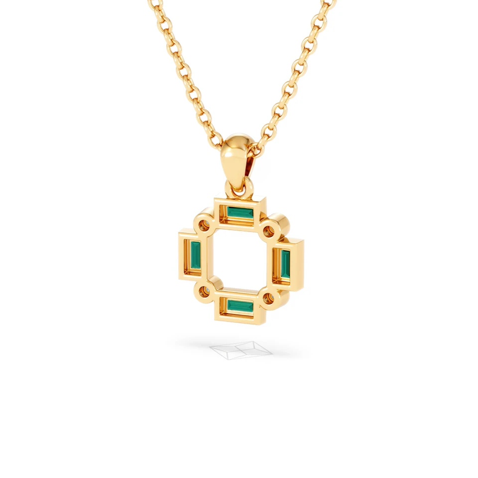 Forme 0.48ct Baguette Cut Lab Emerald Pendant Necklace in 18K Gold Vermeil