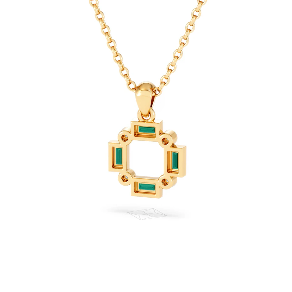 Forme 0.48ct Baguette Cut Lab Emerald Pendant Necklace in 18K Gold Vermeil