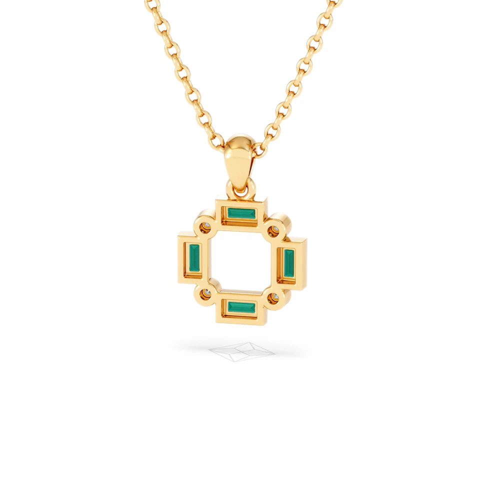 Forme 0.48ct Baguette Cut Lab Emerald Pendant Necklace in 18K Gold Vermeil