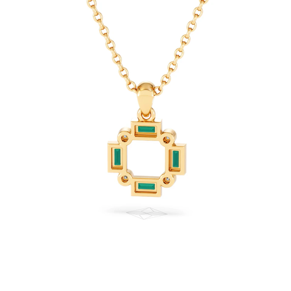 Forme 0.48ct Baguette Cut Lab Emerald Pendant Necklace in 18K Gold Vermeil