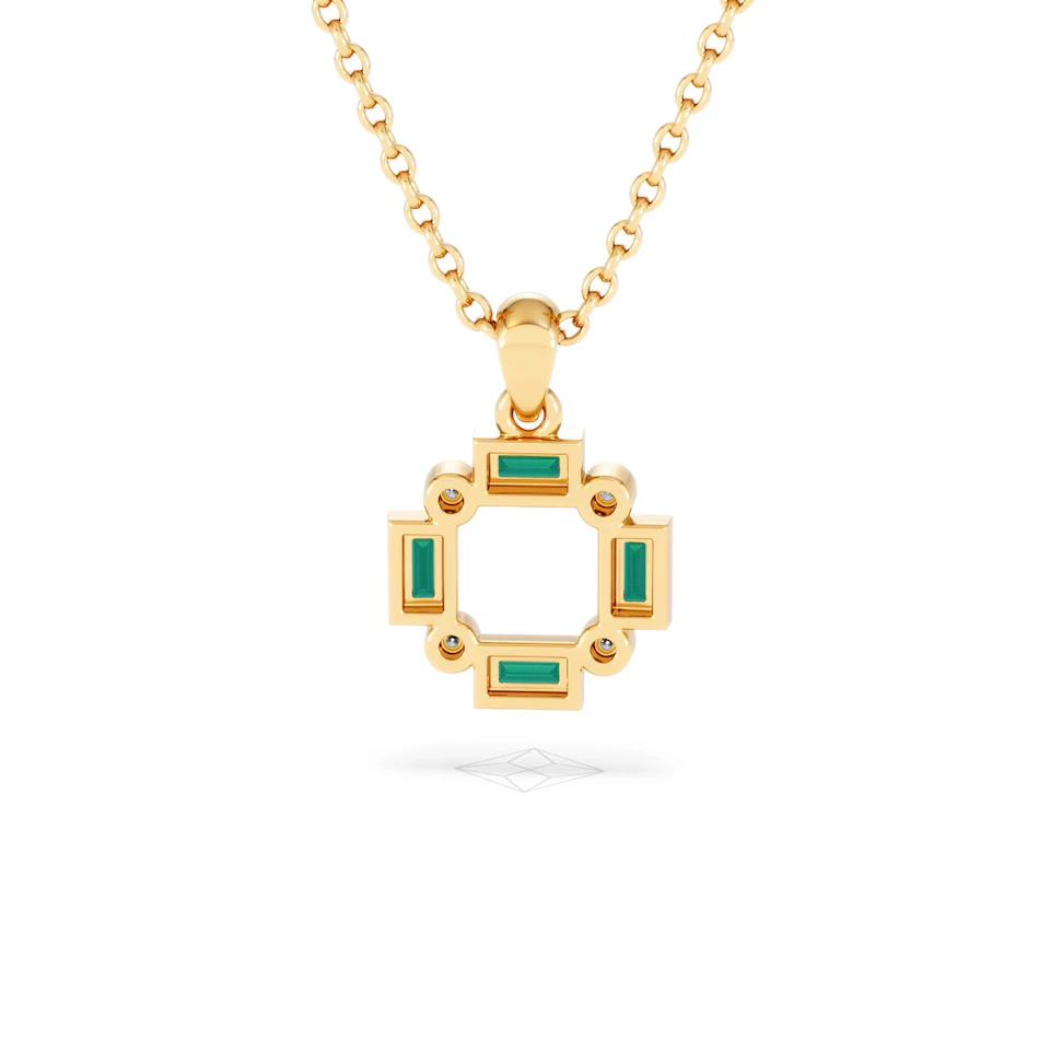 Forme 0.48ct Baguette Cut Lab Emerald Pendant Necklace in 18K Gold Vermeil