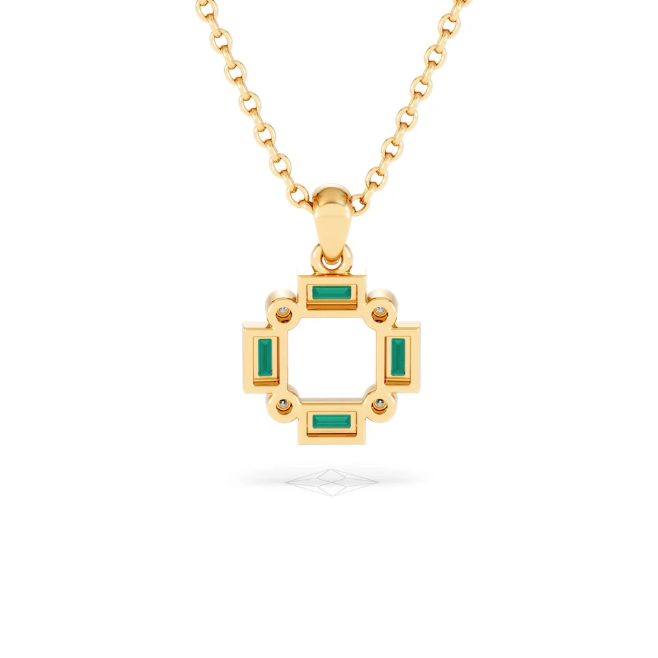 Forme 0.48ct Baguette Cut Lab Emerald Pendant Necklace in 18K Gold Vermeil