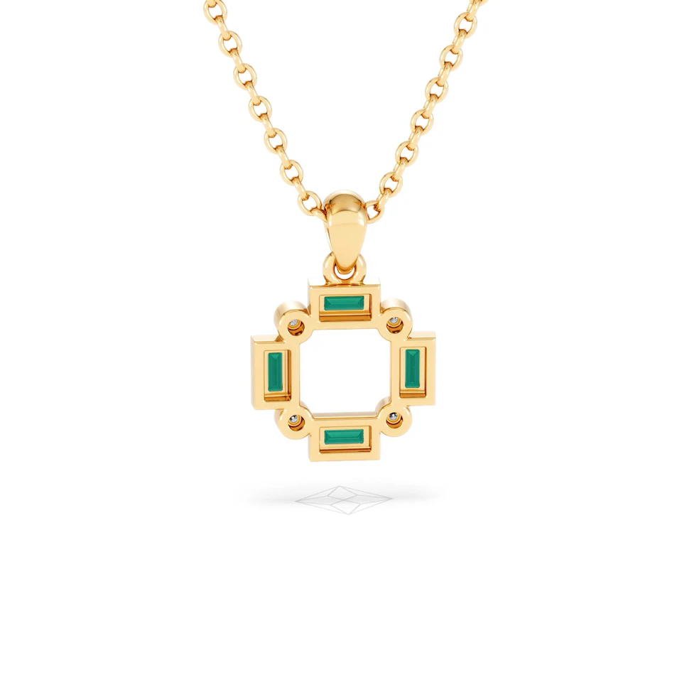 Forme 0.48ct Baguette Cut Lab Emerald Pendant Necklace in 18K Gold Vermeil