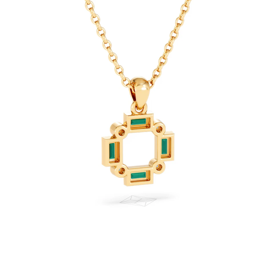 Forme 0.48ct Baguette Cut Lab Emerald Pendant Necklace in 18K Gold Vermeil
