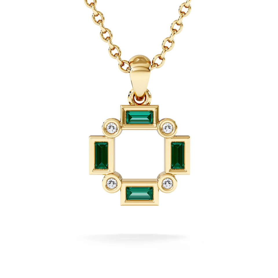 Forme 0.48ct Baguette Cut Lab Emerald Pendant Necklace in 18K Gold Vermeil