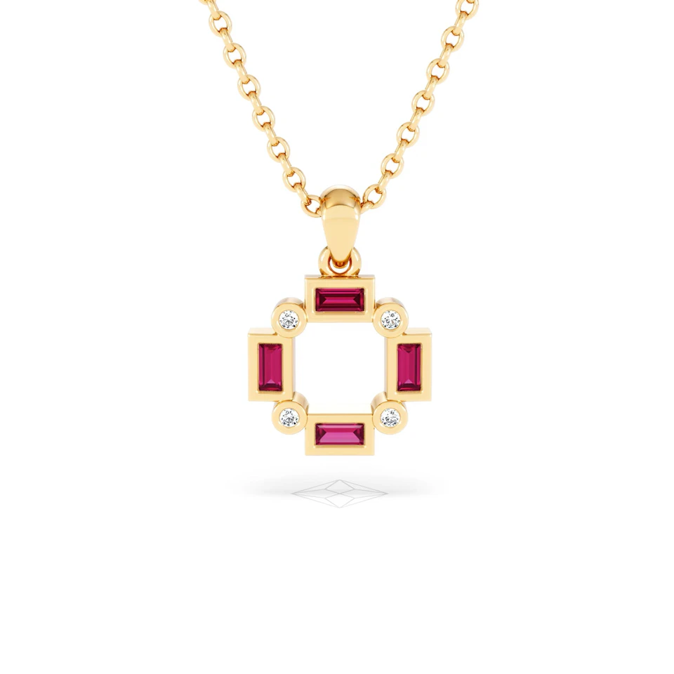 Forme 0.48ct Baguette Cut Lab Ruby Pendant Necklace in 18K Gold Vermeil