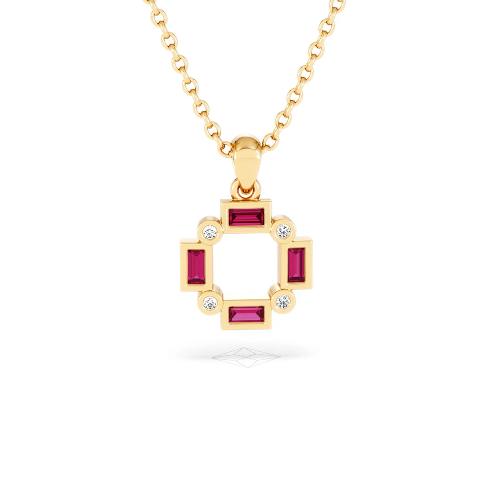 Forme 0.48ct Baguette Cut Lab Ruby Pendant Necklace in 18K Gold Vermeil