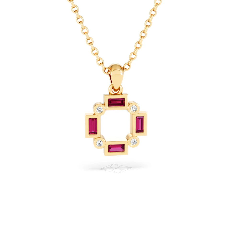 Forme 0.48ct Baguette Cut Lab Ruby Pendant Necklace in 18K Gold Vermeil