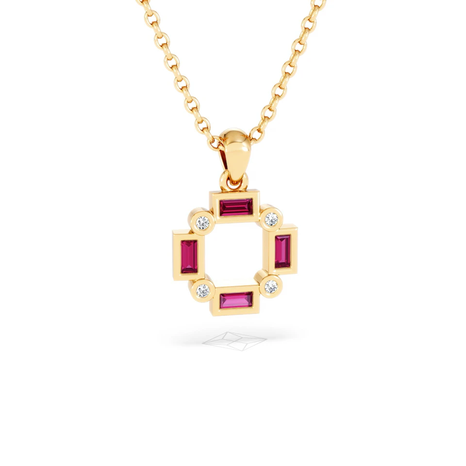 Forme 0.48ct Baguette Cut Lab Ruby Pendant Necklace in 18K Gold Vermeil