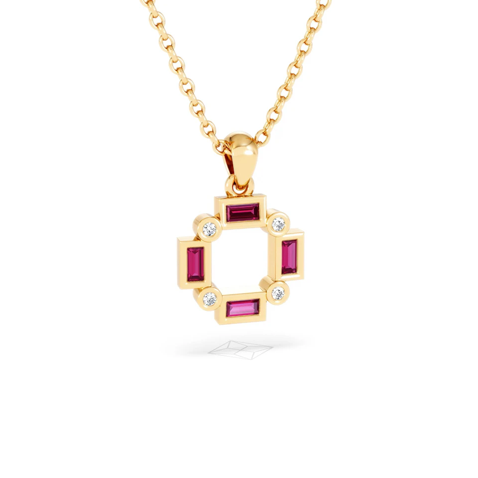 Forme 0.48ct Baguette Cut Lab Ruby Pendant Necklace in 18K Gold Vermeil